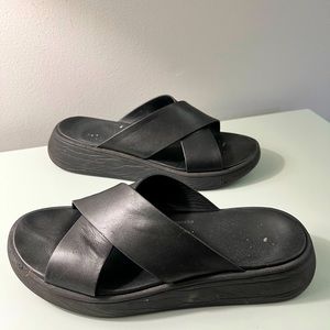 Fitflop black platform sandals, size 9